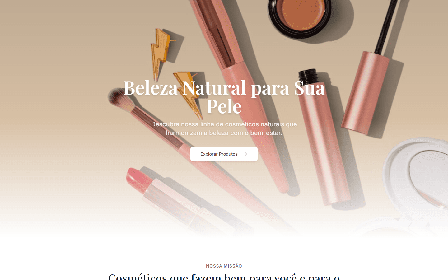 Página inicial do projeto Cosmic Cosmetics Cart publicada na web.