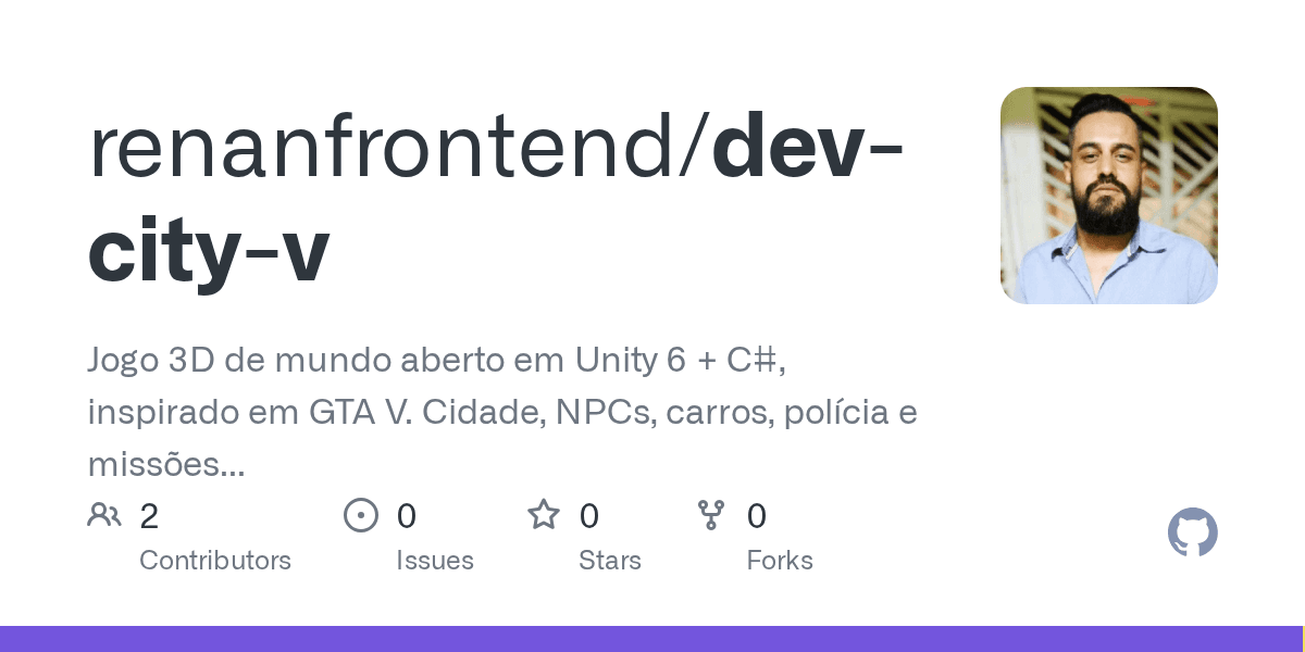 Cartão do repositório dev-city-v no GitHub.