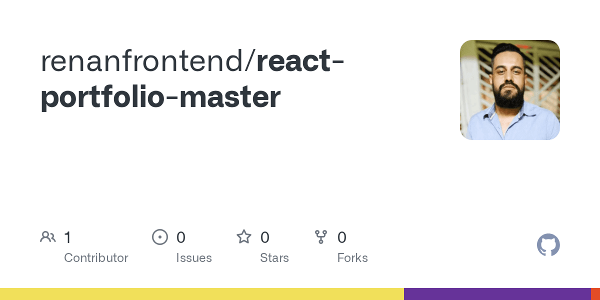 Cartão do repositório react-portfolio-master no GitHub.