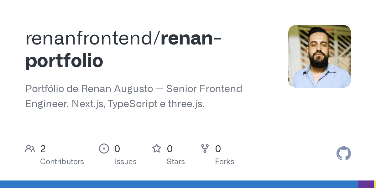 Cartão do repositório renan-portfolio no GitHub.