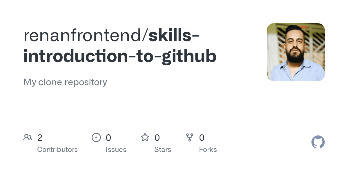 Cartão do repositório skills-introduction-to-github no GitHub.